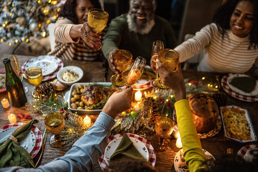 Family toasting on Christmas dinner