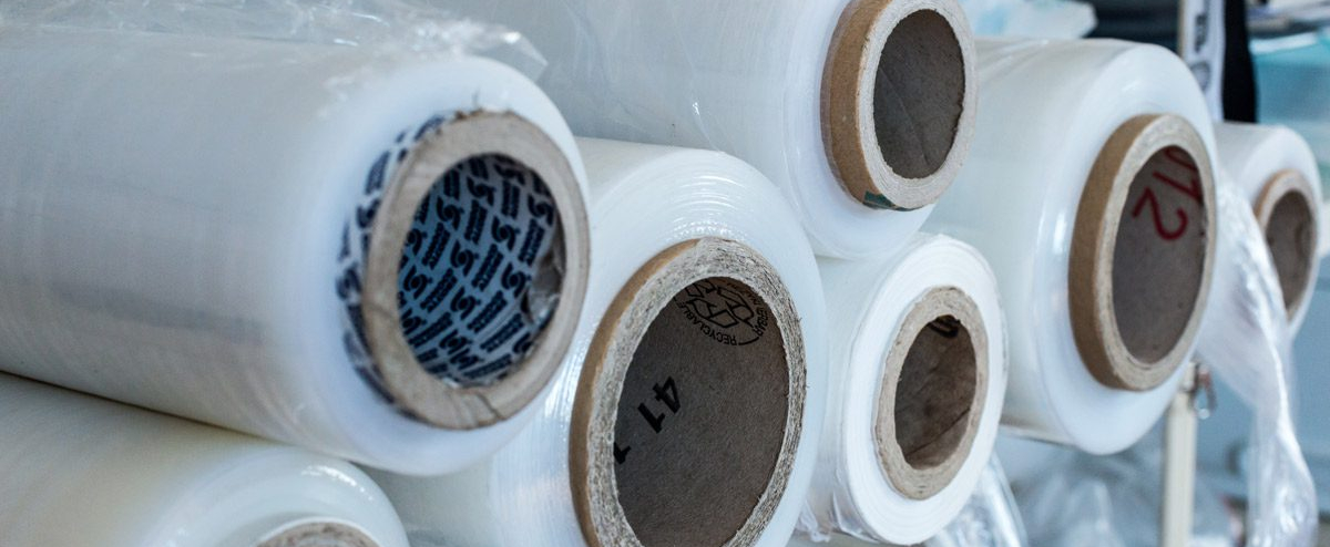 Plastic wrap in rolls
