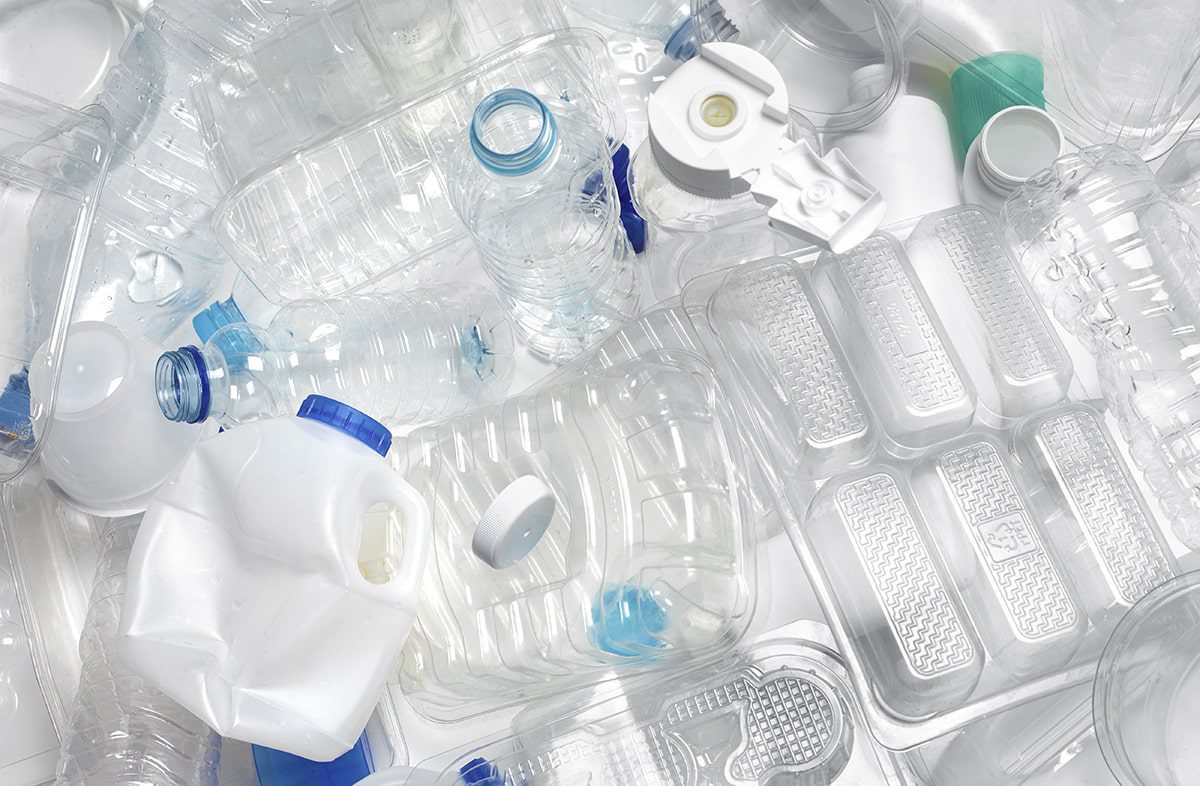 plastic bottles, recycled from used plastics